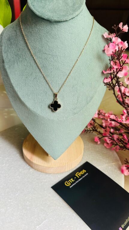 Bow with Embedded Stone Gold Plated Necklace